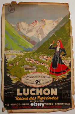 Affiche Luchon Reine Des Pyrenees Sports Hiver Sncf H Bazin Laborie Freres Z221