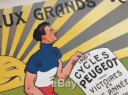 Affiche Mich LIEBAUX- 1907 PEUGEOT NAPOLEON ogé cheret TOUR DE FRANCE