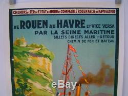Affiche Normandie / Compagnie Navigation Felix Faure / Rouen Le Havre