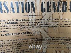 Affiche ORDRE de MOBILISATION GENERALE 1939 -72x92 -Vendu en l'état ALGERIE