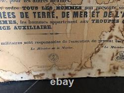 Affiche ORDRE de MOBILISATION GENERALE 1939 -72x92 -Vendu en l'état ALGERIE