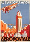 Affiche Originale Aéropostale Jean Jacquelin Au Maroc Par Avion 1930