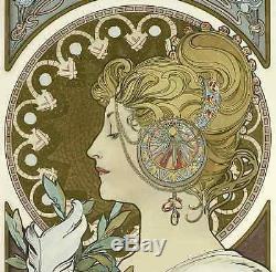 Affiche Originale Alphonse Mucha La Plume Art Nouveau Lalique 1899