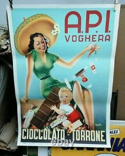 Affiche Originale Ancienne Pub Api Voghera Chocolat Milano Milan Italie