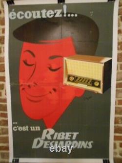 Affiche Originale Ancienne Radio Ribet Desjardins