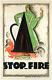 Affiche Originale Art Déco Charles Loupot Stop-fire Automobile 1925