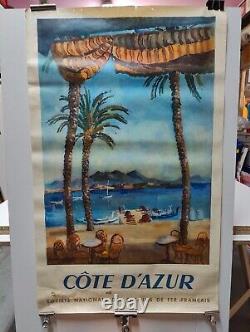 Affiche Originale Céria 1951 Côte d'Azur chemin de fer 100 x 62 cm