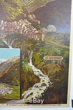 Affiche Originale Chemins de Fer du Midi Eaux Bonnes, Luchon, Pic du Ger