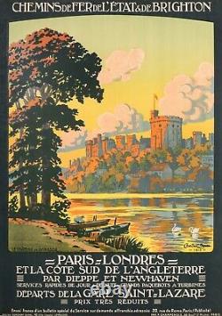 Affiche Originale Contant Duval Paris Londres Brighton Angleterre 1913