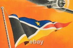 Affiche Originale Cros M. Sabena Aviation Congo Belge Avion 1939