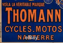 Affiche Originale Cycles Motos Thomann Elephant Vélo Bicyclette 1926