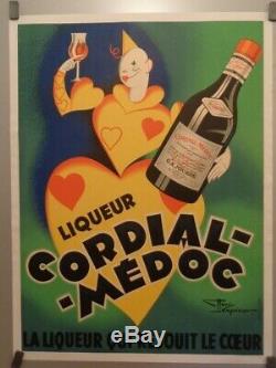 Affiche Originale Entoilée Liqueur Cordial-médoc Henry Le Monnier Vers 1930