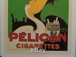 Affiche Originale Entoilée Pelican Cigarettes Ch. Yray Vers 1930