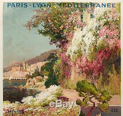 Affiche Originale Ernest Louis Lessieux PLM Côte dAzur Menton Eze -1890
