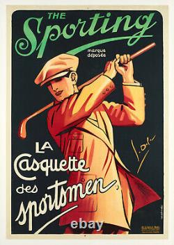 Affiche Originale G. Dola La Casquette des Sportsmen Golf Cricket 1930