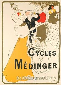 Affiche Originale George Bottini Cycles Médinger Paris Montmartre 1897