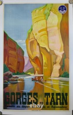 Affiche Originale Gorges du tarn 1937 par A Giroux entoilee TBE