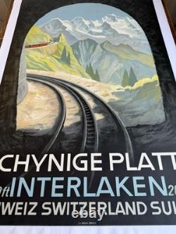 Affiche Originale Interlaken c. 1940 Suisse Schweiz Railways Poster
