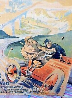 Affiche Originale Le Pneu Michelin A Vaincu Le Rail 1905. Ernest Montaut