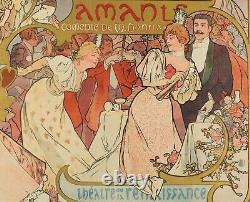 Affiche Originale Mucha Les Amants Bernhardt Belle Epoque 1895