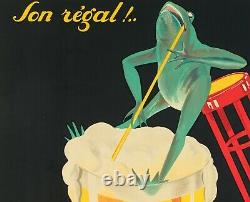 Affiche Originale Phi Bières Brasserie Lengrand Liqueur Grenouille -1926