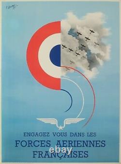 Affiche Originale R. Louvat Forces Aériennes Française WW2 1944