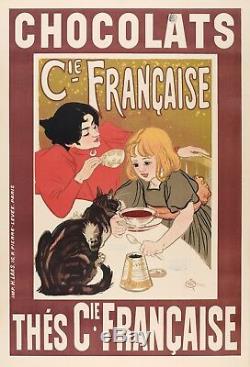 Affiche Originale Théophile Steinlen Chocolats et Thés Chats 1895