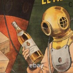 Affiche Originale Tomen Cognac Otard Dupuy & Co Liqueur Scaphandrier 1910