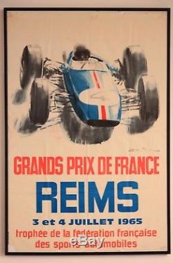 Affiche Originale ancienne ACF du Grand Prix de Reims 1965 Circuit de Gueux