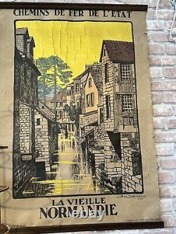 Affiche Originale ancienne chemin de fer La Vielle Normandie