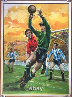 Affiche Ortega Valencia Football Foot Goal Attribué Donat Gauri 1963 82 X 111 CM