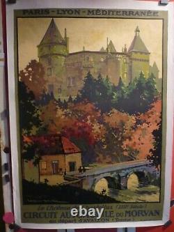 Affiche PLM Roger Soubie château de Chastellux 1923 entoilée originale