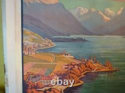Affiche PLM lac d'Annecy chemin de fer 1926 entoilée originale