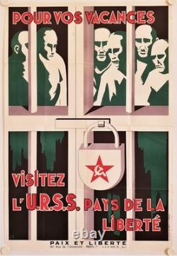 Affiche Paix et Liberté 1951 VACANCES VISITEZ U. R. S. S PAYS DE LA LIBERTÉ