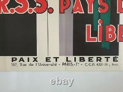 Affiche Paix et Liberté 1951 VACANCES VISITEZ U. R. S. S PAYS DE LA LIBERTÉ