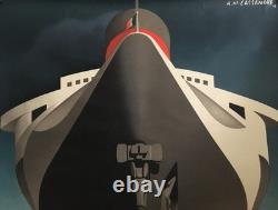 Affiche Paquebot NORMANDIE VOYAGE INAUGURAL du 29 mai 1935 Dim. 100 x 62 cm