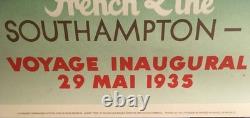 Affiche Paquebot NORMANDIE VOYAGE INAUGURAL du 29 mai 1935 Dim. 100 x 62 cm