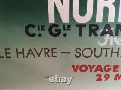 Affiche Paquebot NORMANDIE VOYAGE INAUGURAL du 29 mai 1935 Dim. 100 x 62 cm
