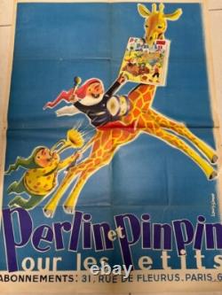 Affiche Perlin et Pinpin BD Enfantina Girafe Lutin 80x57 cm