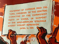 Affiche Poster Original Propagande Mao Afro-Américan Violent Repression 1968