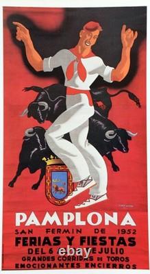 Affiche Poster Pampelune Pamplona San Fermin 1952