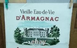 Affiche Pub Ancienne Eau De Vie D' Armagnac Chateau Bellevue Condom Gers