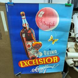 Affiche Pub Ancienne Quina Excelsior Saint Etienne Loire Papillon