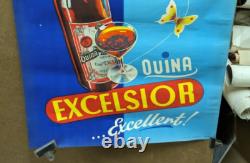Affiche Pub Ancienne Quina Excelsior Saint Etienne Loire Papillon