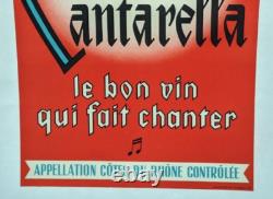 Affiche Pub Ancienne Vin Cantarella Cotes Du Rhone