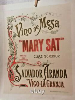 Affiche Pub Ancienne Vino Vin Mary Sat Salvador Aranda Vigo La Granja Espagne