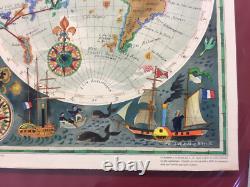Affiche Pub TAI Planisphère humoristique, Luc Marie Bayle 1950 Édition 550ex