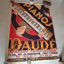 Affiche Publicitaire Ancienne Pianos Daudé 120/160 Cm