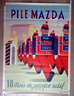 Affiche Publicitaire Originale Pile Mazda 1939 Tbe Simon A