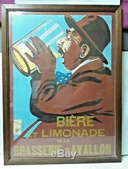 Affiche Publicité Rare Bière Et Limonade De La Brasserie D'avallon (timbrée)